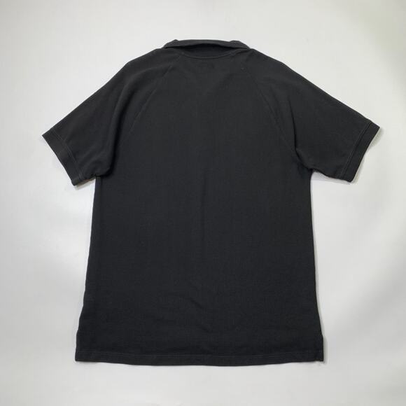J Crew Polo Shirt Mens L Black Tech Coolmax Technology Waffle Knit Short Sleeve - Picture 7 of 9